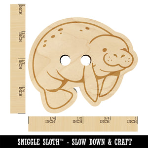 Cute Chubby Manatee Wood Buttons for Sewing Knitting Crochet DIY Craft