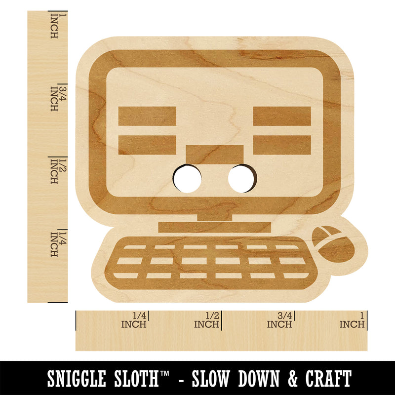 Tired Kawaii Computer Face Emoticon Wood Buttons for Sewing Knitting Crochet DIY Craft