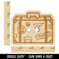 Travel Suitcase with Destination Stickers Wood Buttons for Sewing Knitting Crochet DIY Craft