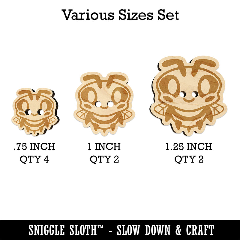 Cute Bee Happy Wood Buttons for Sewing Knitting Crochet DIY Craft