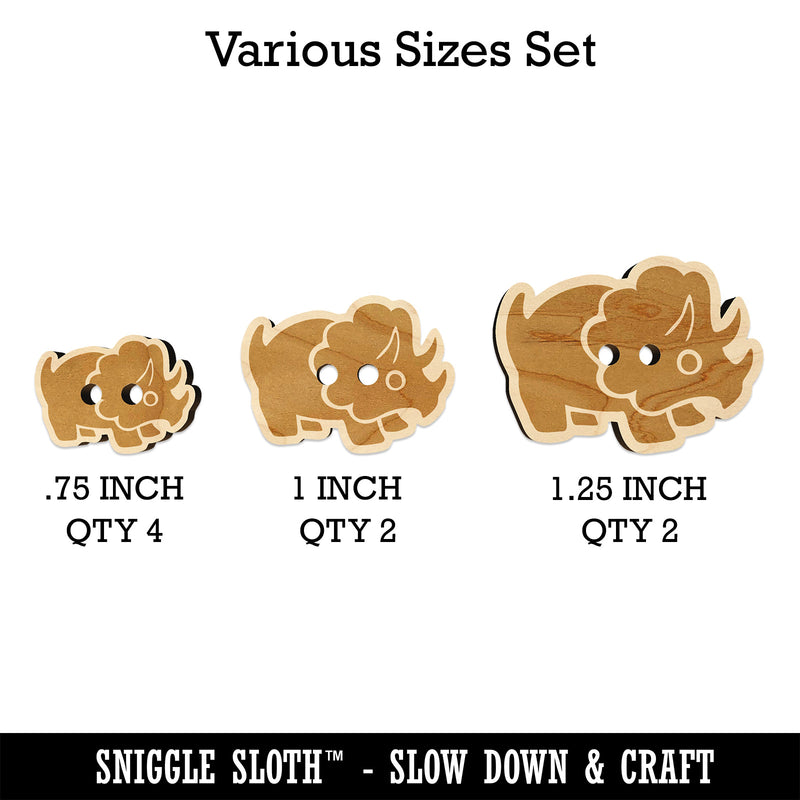 Cute Triceratops Dinosaur Wood Buttons for Sewing Knitting Crochet DIY Craft