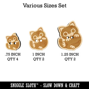 Round Cat Playful Wood Buttons for Sewing Knitting Crochet DIY Craft