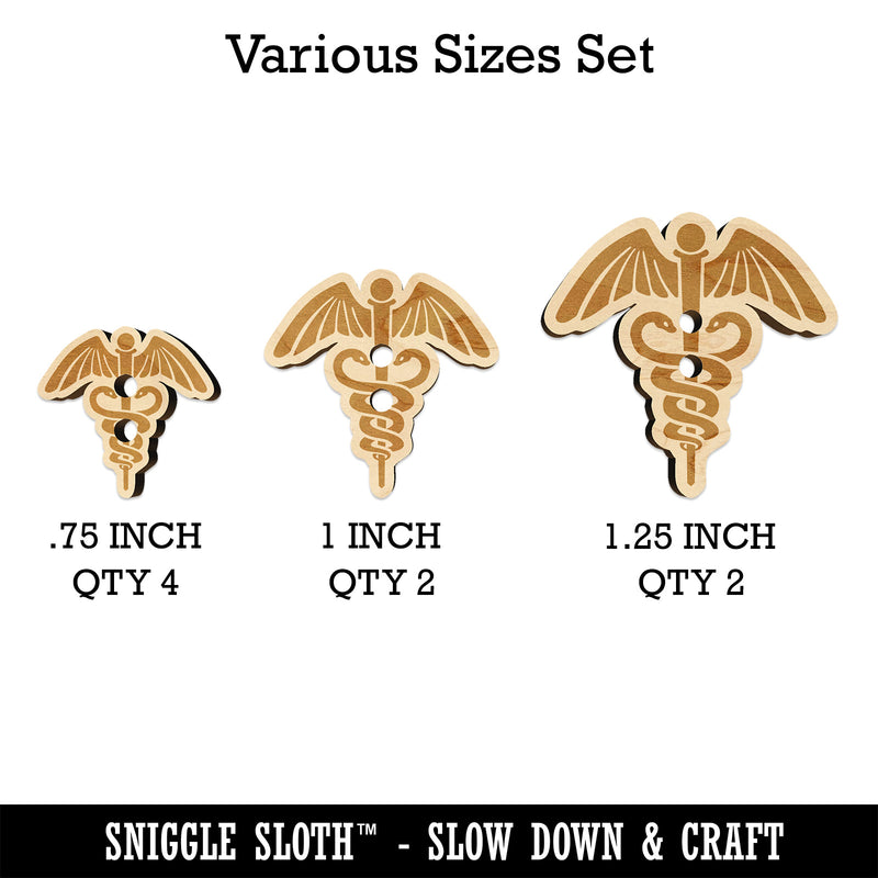 Caduceus Health Medical Symbol Wood Buttons for Sewing Knitting Crochet DIY Craft