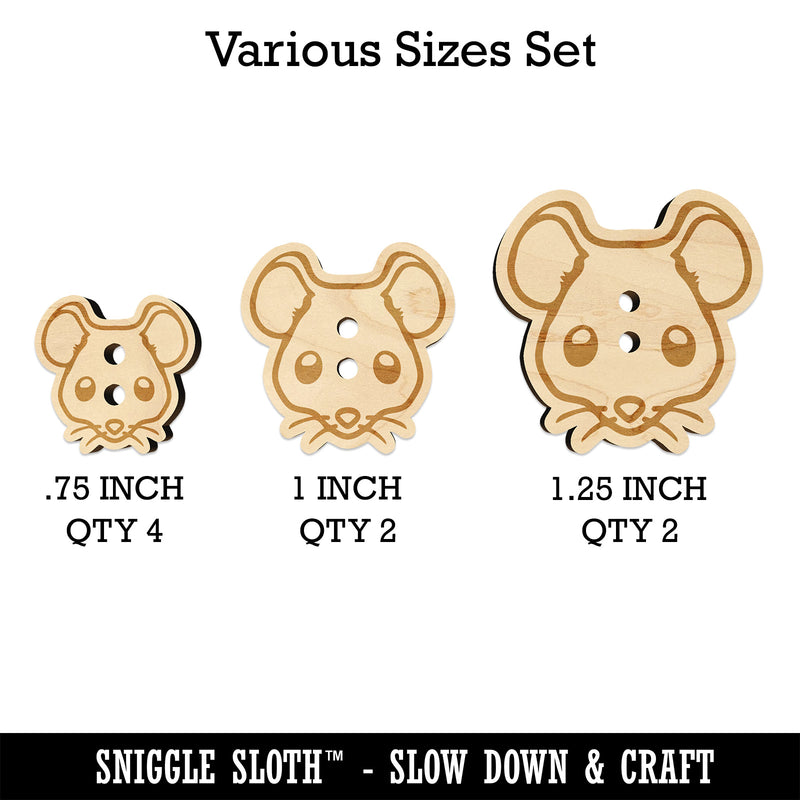 Cute Mouse Face Wood Buttons for Sewing Knitting Crochet DIY Craft