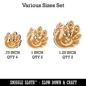 Pretty Peacock Wood Buttons for Sewing Knitting Crochet DIY Craft