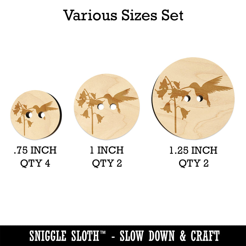 Hummingbird and Flower Wood Buttons for Sewing Knitting Crochet DIY Craft