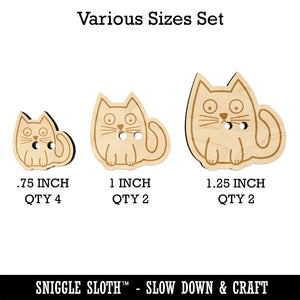 Wary Kitty Cat Wood Buttons for Sewing Knitting Crochet DIY Craft