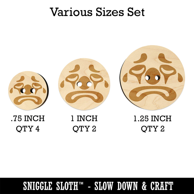 Sad Clown Face Wood Buttons for Sewing Knitting Crochet DIY Craft