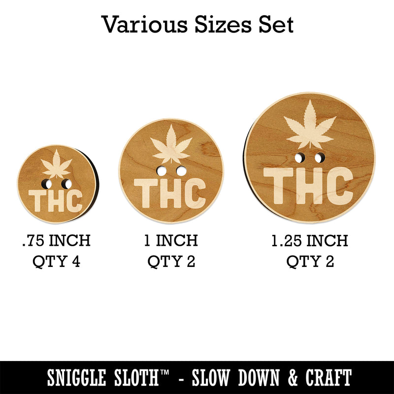 THC Marijuana Leaf Circle Wood Buttons for Sewing Knitting Crochet DIY Craft