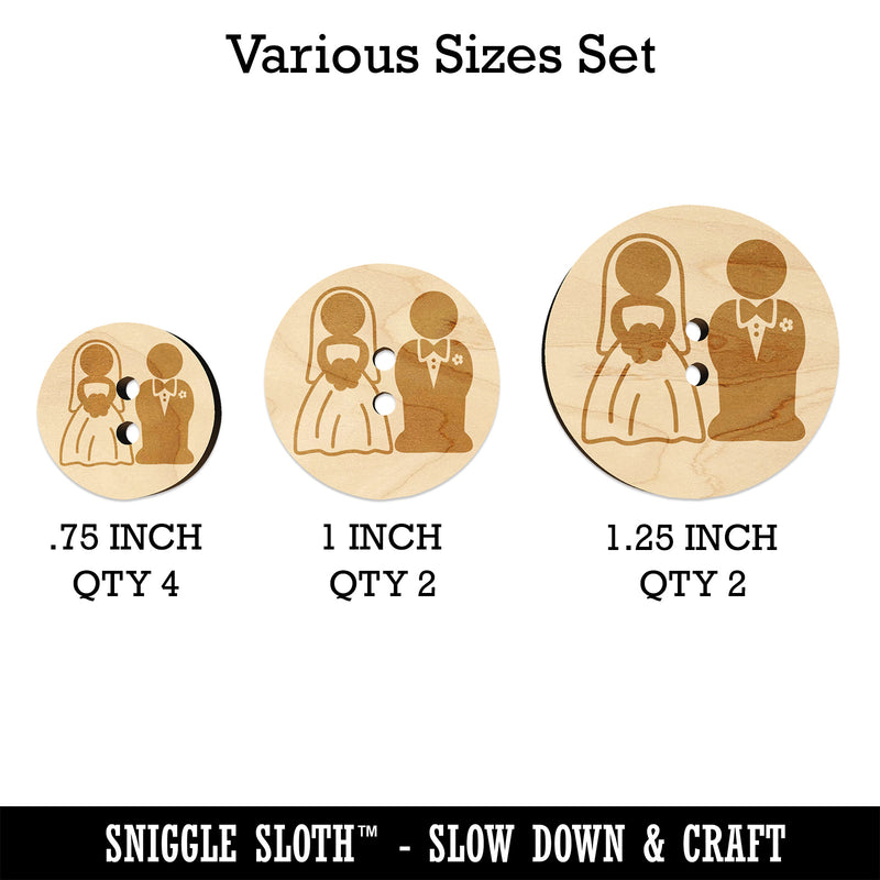 Bride and Groom Wedding Wood Buttons for Sewing Knitting Crochet DIY Craft