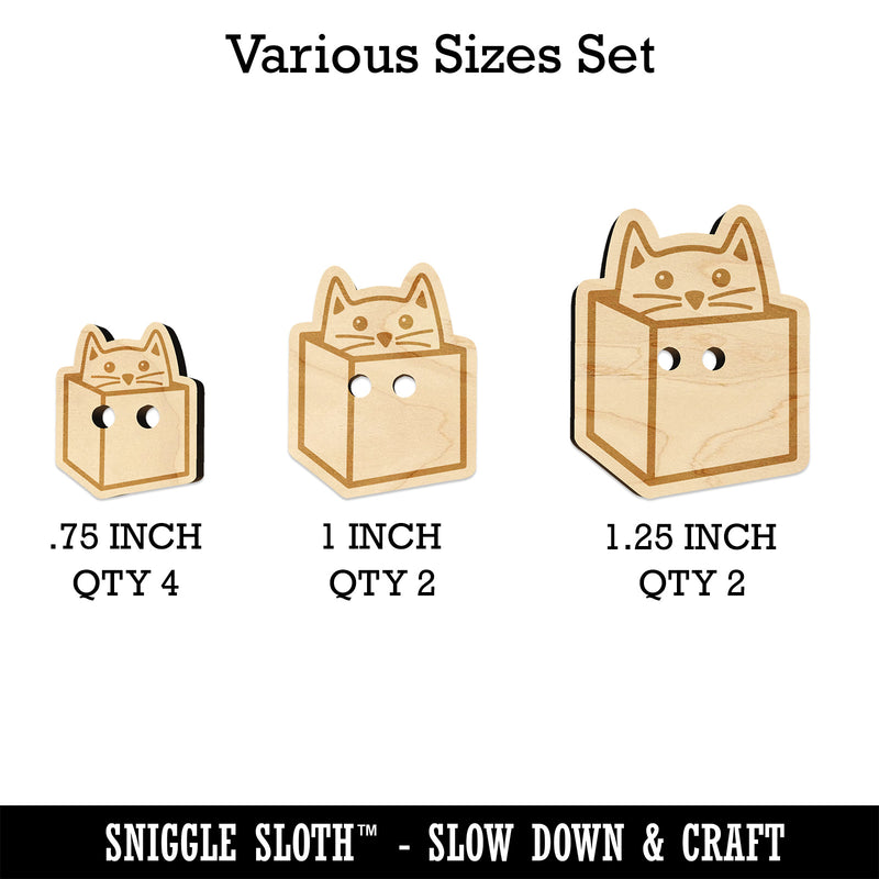 Cat in Box Wood Buttons for Sewing Knitting Crochet DIY Craft