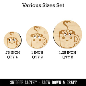 Cute Kawaii Hot Chocolate Wood Buttons for Sewing Knitting Crochet DIY Craft