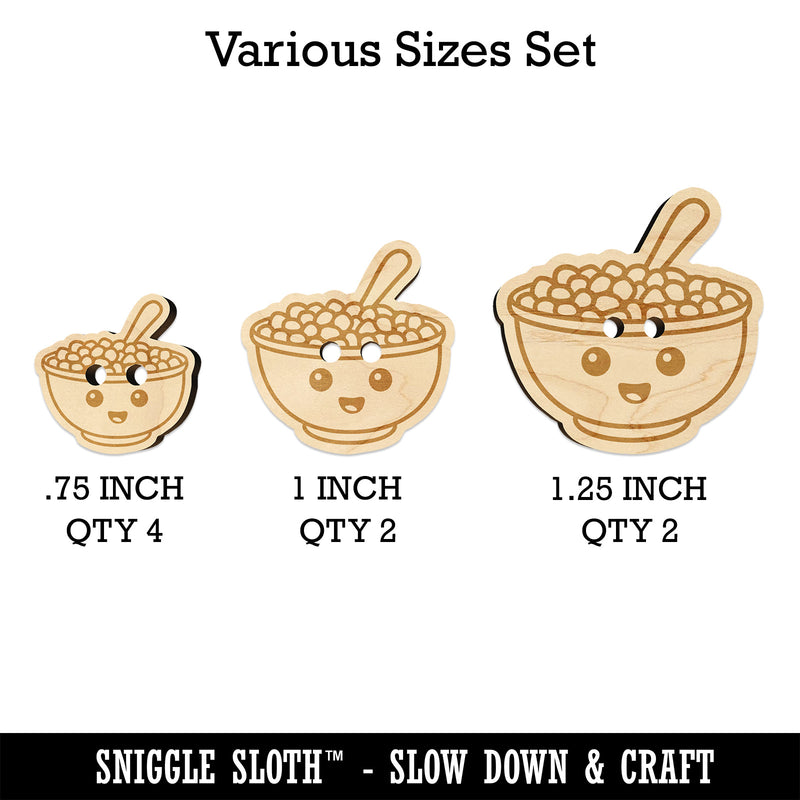 Kawaii Cute Bowl of Cereal Wood Buttons for Sewing Knitting Crochet DIY Craft