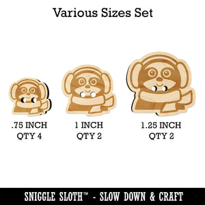 Winter Sloth with Ear Muffs and Scarf Wood Buttons for Sewing Knitting Crochet DIY Craft