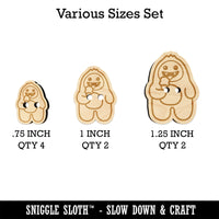 Yeti Abominable Snowman Eating Ice Cream Wood Buttons for Sewing Knitting Crochet DIY Craft