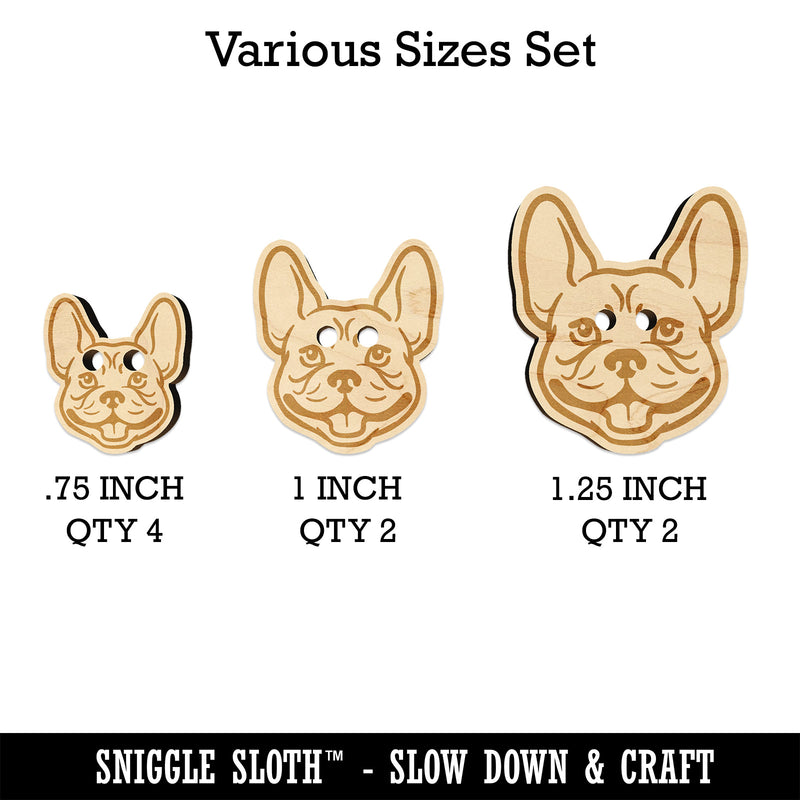 Frenchie French Bulldog Dog Head Wood Buttons for Sewing Knitting Crochet DIY Craft