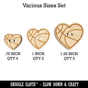 Heart Shaped Basketball Sports Wood Buttons for Sewing Knitting Crochet DIY Craft