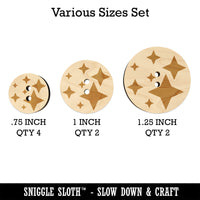 Twinkling Stars Glitter Shimmer Wood Buttons for Sewing Knitting Crochet DIY Craft