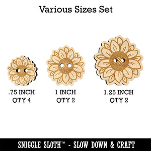 Cute Sunflower Doodle Wood Buttons for Sewing Knitting Crochet DIY Craft