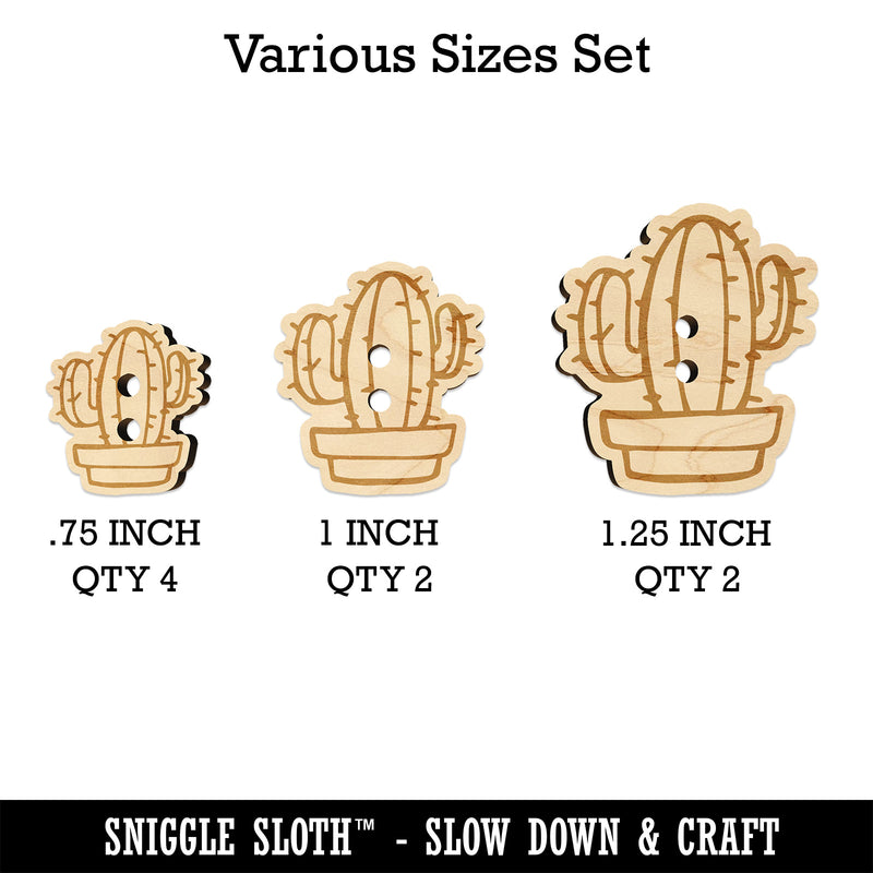 Hand Drawn Cactus Doodle Wood Buttons for Sewing Knitting Crochet DIY Craft