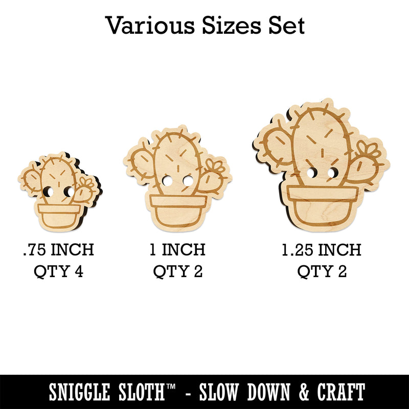 Hand Drawn Prickly Pear Cactus Doodle Wood Buttons for Sewing Knitting Crochet DIY Craft