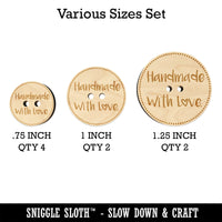 Handmade with Love Heart Dotted Circle Wood Buttons for Sewing Knitting Crochet DIY Craft