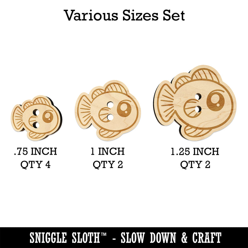 Kawaii Fish Wood Buttons for Sewing Knitting Crochet DIY Craft