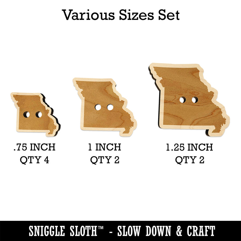 Missouri State Silhouette Wood Buttons for Sewing Knitting Crochet DIY Craft