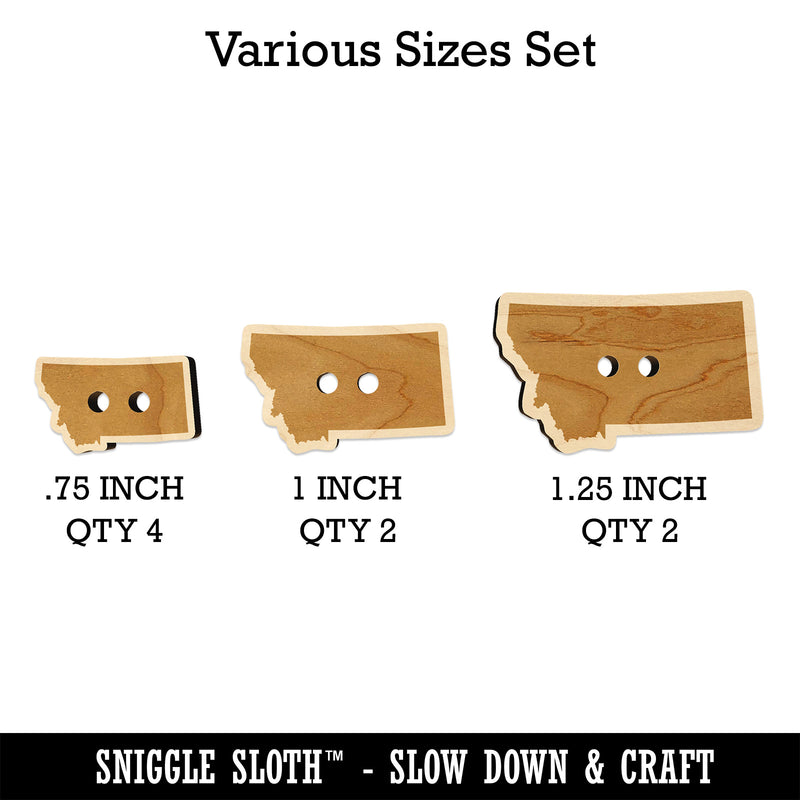 Montana State Silhouette Wood Buttons for Sewing Knitting Crochet DIY Craft