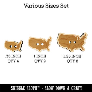 USA United States America Country Silhouette Wood Buttons for Sewing Knitting Crochet DIY Craft