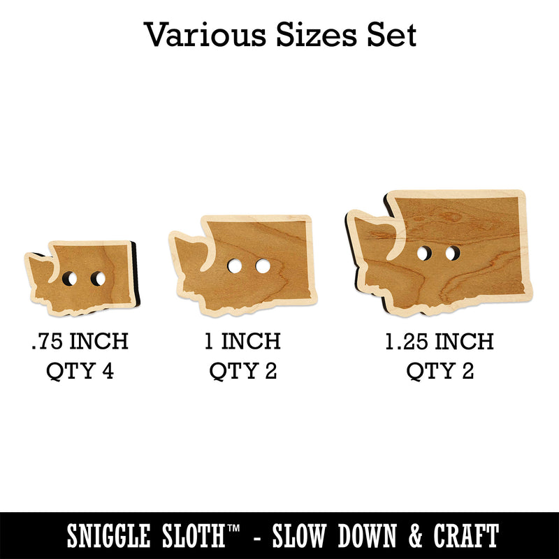 Washington State Silhouette Wood Buttons for Sewing Knitting Crochet DIY Craft