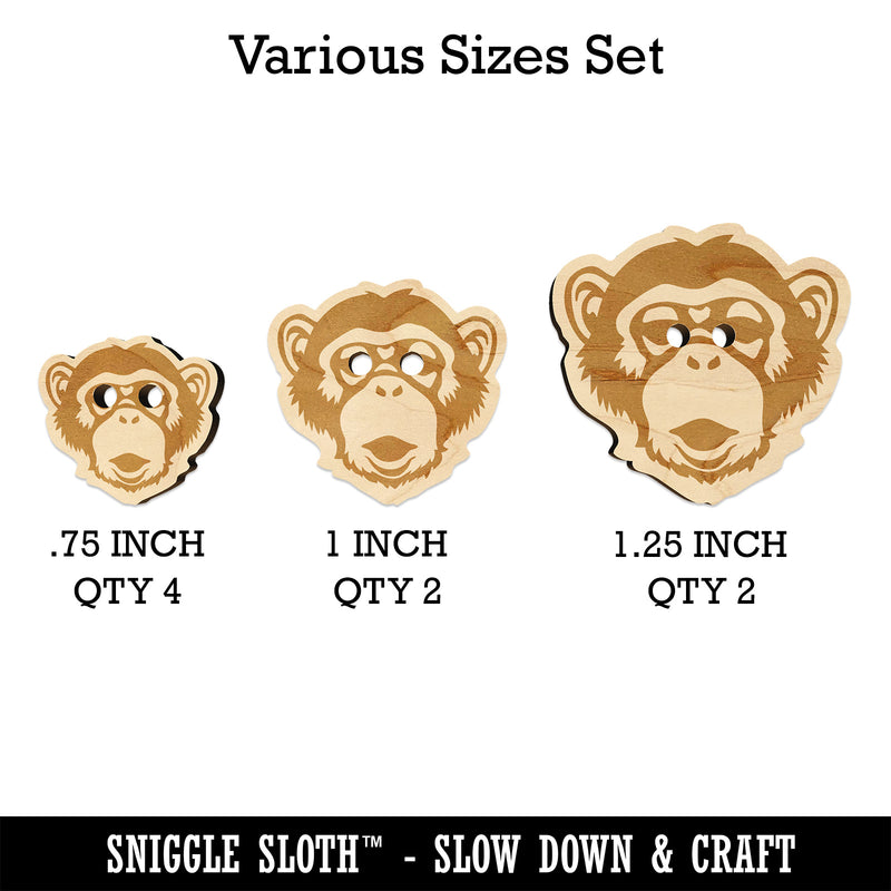 Chimpanzee Primate Ape Wood Buttons for Sewing Knitting Crochet DIY Craft