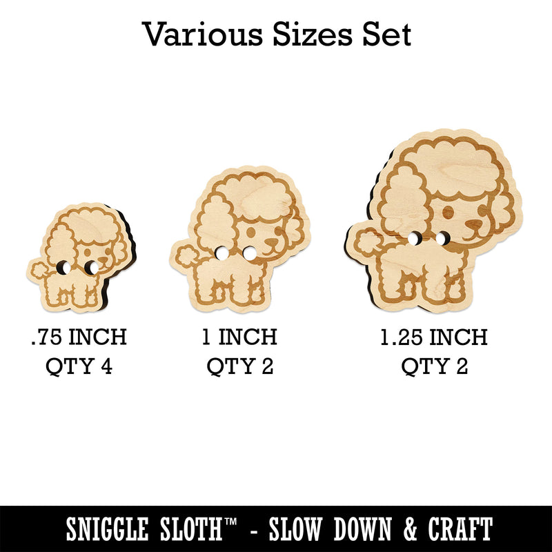 Cute and Fluffy Poodle Dog Wood Buttons for Sewing Knitting Crochet DIY Craft