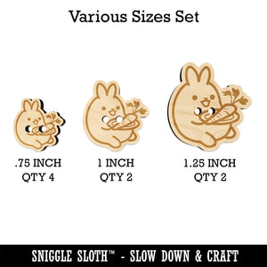 Cute Kawaii Bunny Rabbit Eating a Carrot for Lunch Wood Buttons for Sewing Knitting Crochet DIY Craft