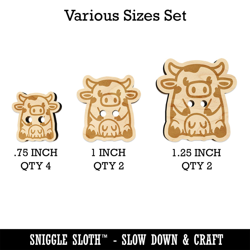 Cute Spotted Cow Sitting Wood Buttons for Sewing Knitting Crochet DIY Craft