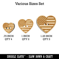 Heart Shaped American Flag United States of America USA Wood Buttons for Sewing Knitting Crochet DIY Craft