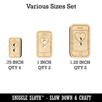 Mobile Tablet Phone Outline With Heart Wood Buttons for Sewing Knitting Crochet DIY Craft