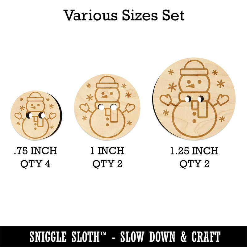Snowman Hat and Scarf Wood Buttons for Sewing Knitting Crochet DIY Craft