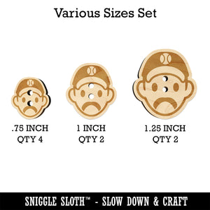 Athlete Baseball Man Icon Wood Buttons for Sewing Knitting Crochet DIY Craft