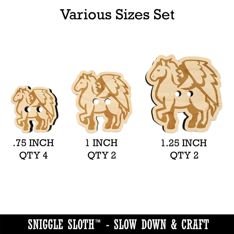 Mythical Winged Horse Pegasus Wood Buttons for Sewing Knitting Crochet DIY Craft