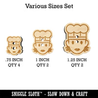 Occupation Chef Cook Woman Icon Wood Buttons for Sewing Knitting Crochet DIY Craft