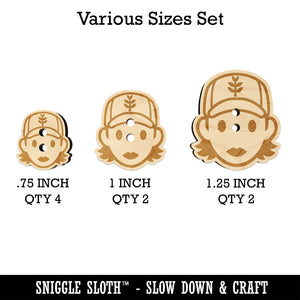 Occupation Farmer Cap Woman Icon Wood Buttons for Sewing Knitting Crochet DIY Craft