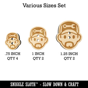 Occupation Mechanic Engineer Man Icon Wood Buttons for Sewing Knitting Crochet DIY Craft