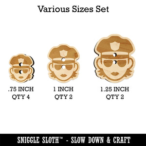 Occupation Police Officer Woman Icon Wood Buttons for Sewing Knitting Crochet DIY Craft