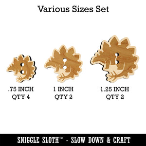 Stegosaurus the Spikey Dinosaur Wood Buttons for Sewing Knitting Crochet DIY Craft