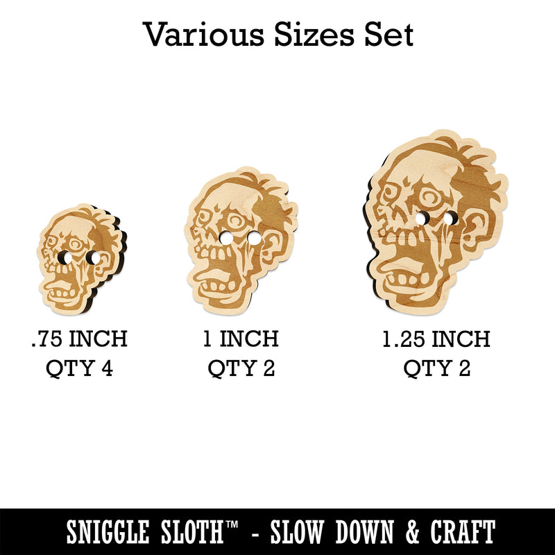Zombie Undead Creepy Head Wood Buttons for Sewing Knitting Crochet DIY Craft
