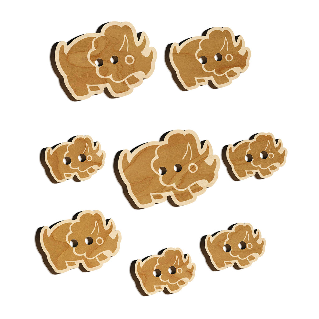 Cute Triceratops Dinosaur Wood Buttons for Sewing Knitting Crochet DIY Craft