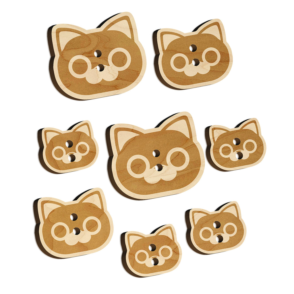 Round Cat Face Wood Buttons for Sewing Knitting Crochet DIY Craft