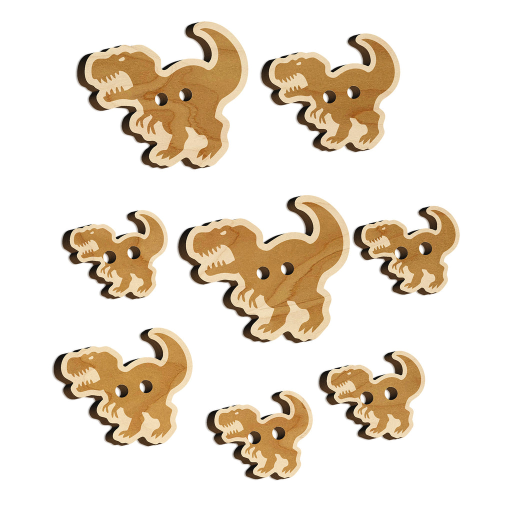 Tyrannosaurus Rex Silhouette Wood Buttons for Sewing Knitting Crochet DIY Craft