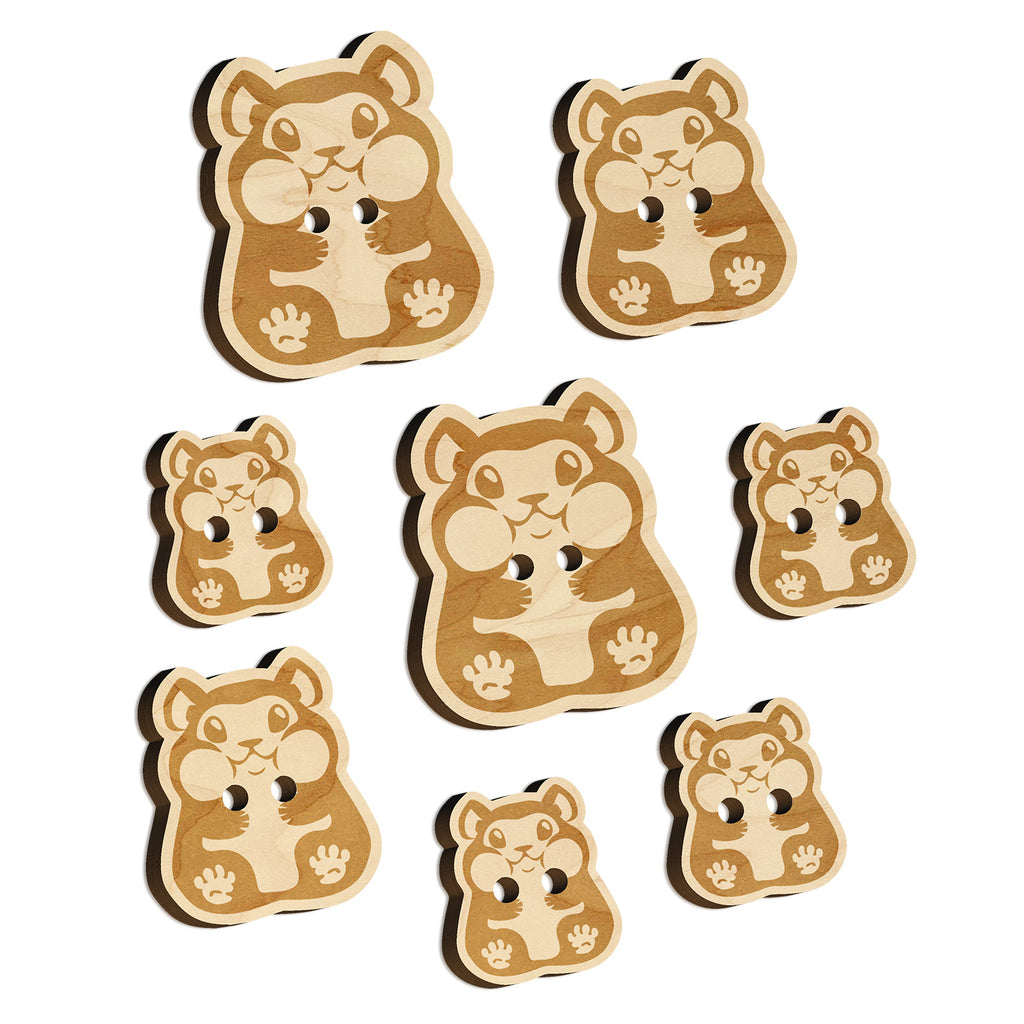 Chubby Cheek Hamster Wood Buttons for Sewing Knitting Crochet DIY Craft